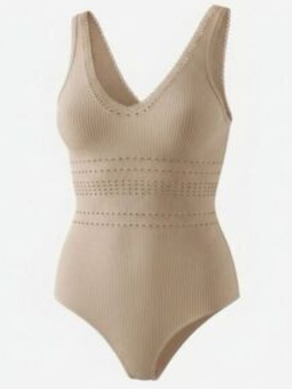 Zara Cream Cut Out Ribbed One-Piece Bodysuit